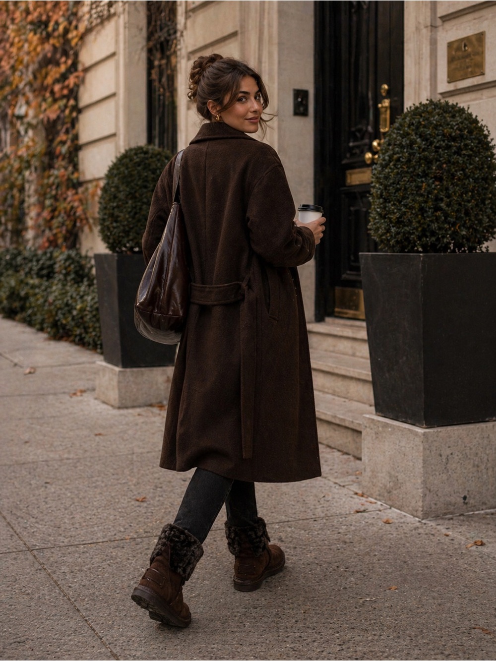 Fendi Zucca FF Logo Shearling Cuff Suede Ankle Boots Brown IT 36.5 US 5.5 - Picture 2 of 16